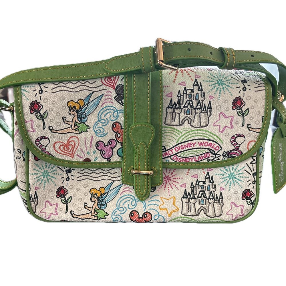 Dooney & Bourke Disney Sketch Tote White Green Trim Gently Used